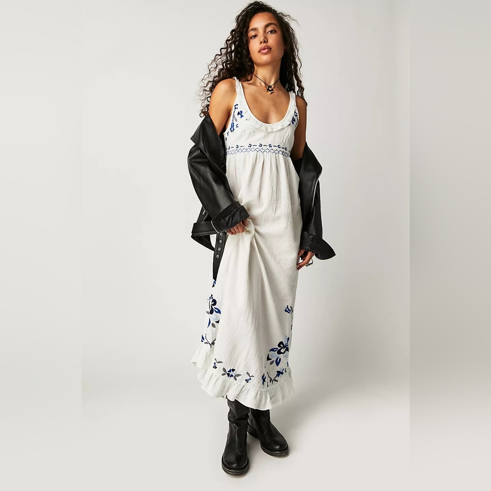 NWT Free People Magda Embroidered Dress Size Large